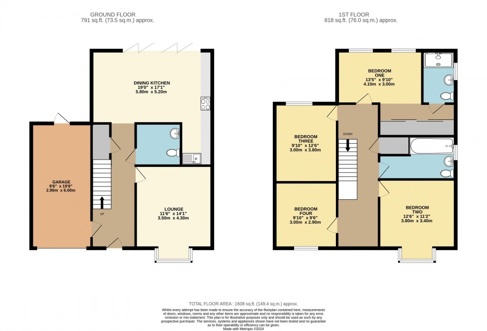 Floorplan for Tower Close, Pontefract